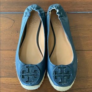 Beautiful navy Tory Burch leather espadrilles